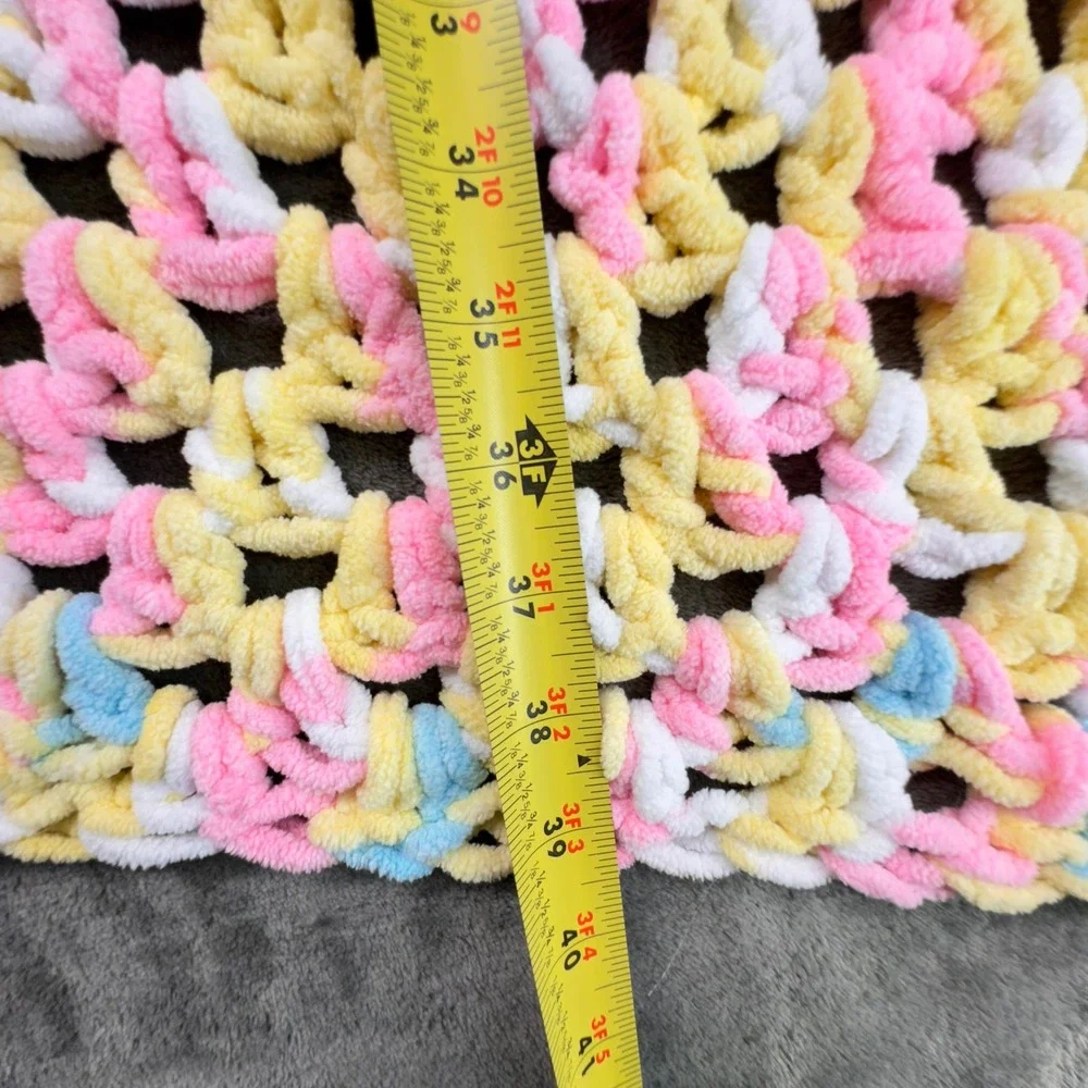 Handmade Crochet Baby Blanket Pastel Colors‎ Soft Knit Throw 36x36